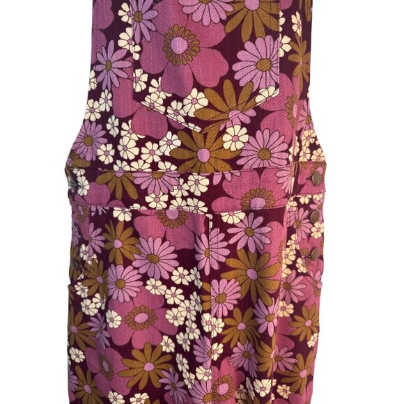 Princess Highway Size 6 Floral Pink & Brown High Waisted Overalls Cotton NWT - Picture 13 of 16